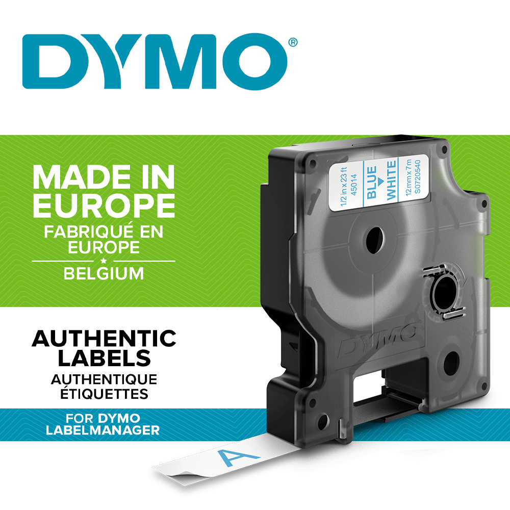 Etichete autocolante, DYMO LabelManager D1, 12mm x 7m, albastru/alb, 45014 S0720540-big