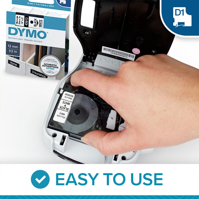 Etichete autocolante, DYMO LabelManager D1, 6mm x 7m, negru/alb, 10 buc/set, 43613 DY43613 S0720780-big