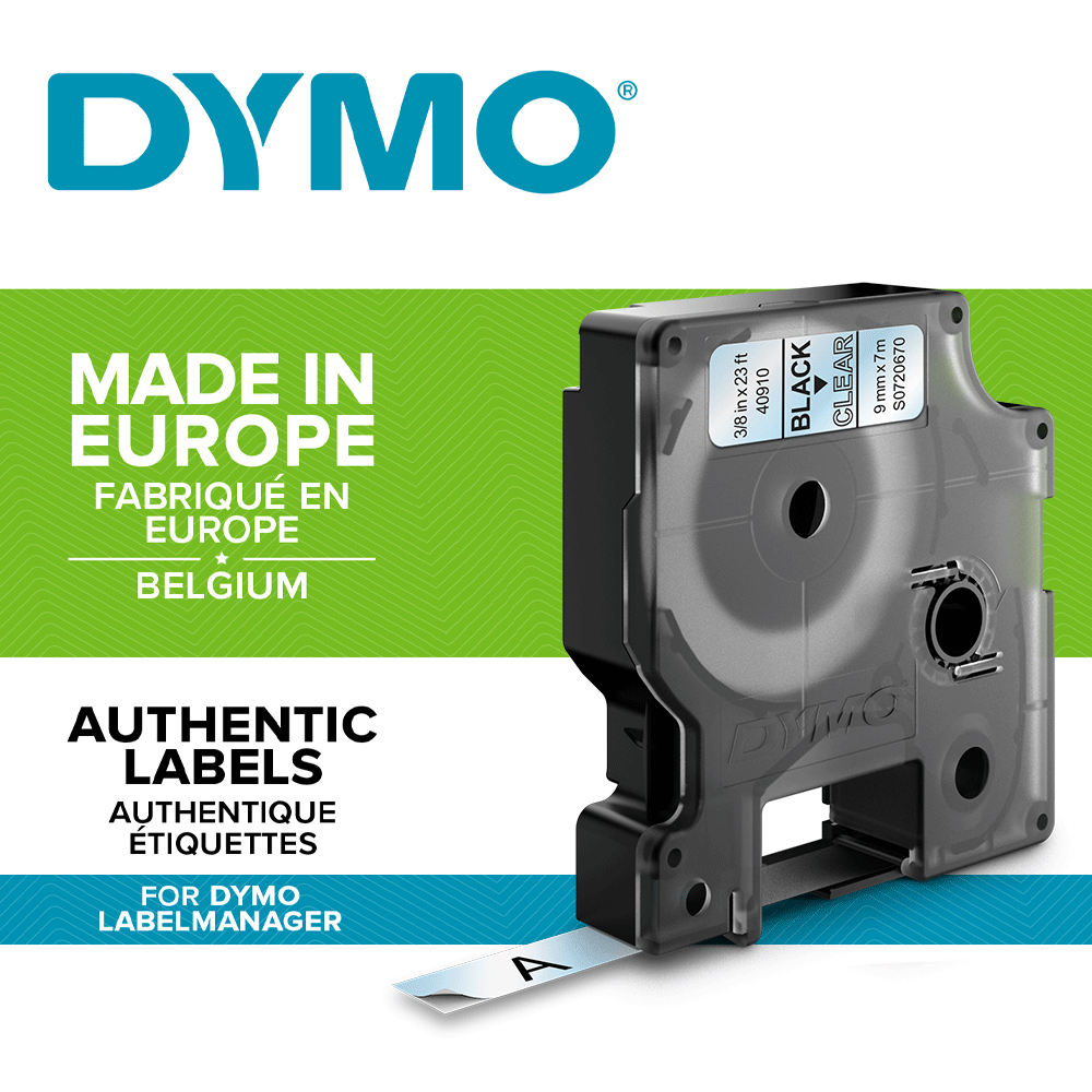Banda aparat etichetat Dymo LabelManager D1 9mm x 7m, negru/transparent S0720670-big