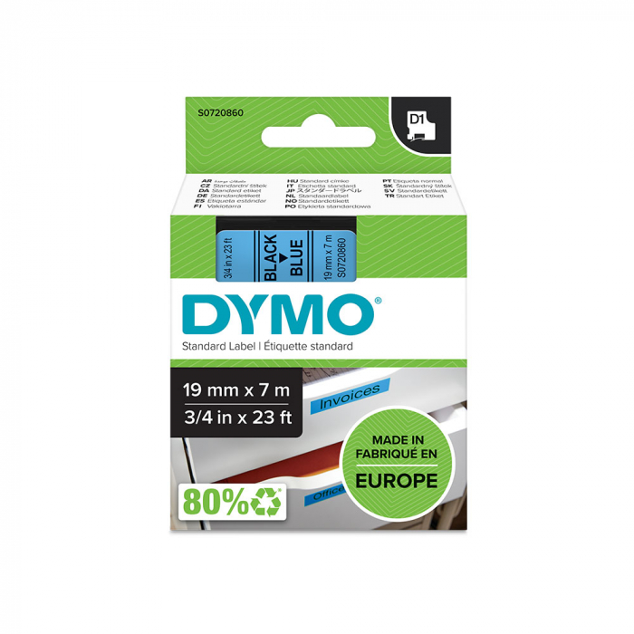 Standard labels 19mm x 7m Black/blue DYMO LabelManager D1 S0720860 45806 [4]