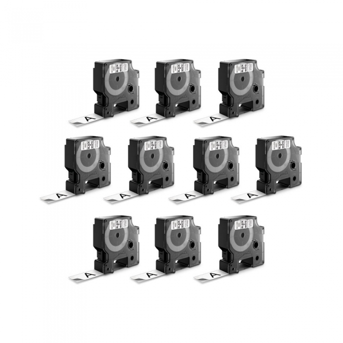 Set 10 x banda 19mm x 7m imprimanta etichete Dymo LabelManager D1, negru/alb S0720830, 2093098-big