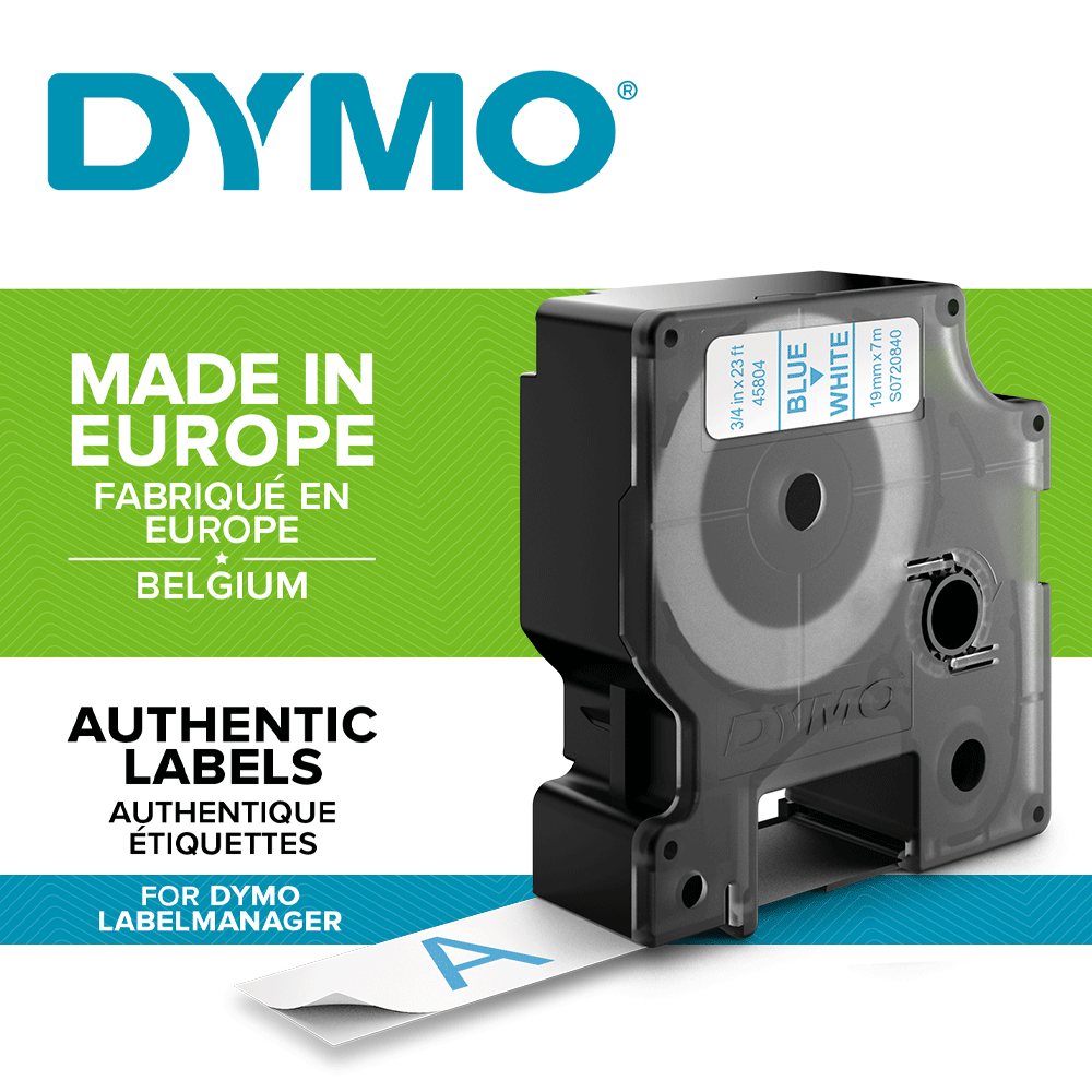 Banda 19mm x 7m imprimanta etichete Dymo LabelManager D1, albastru/alb S0720840-big
