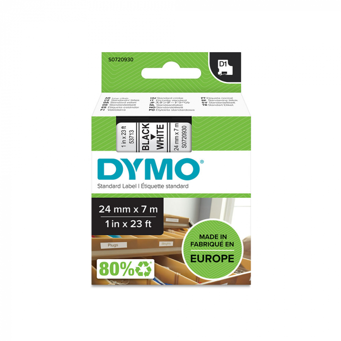 Standard labels 24mm x 7m Black/white DYMO LabelManager D1 S0720930 53713 [7]