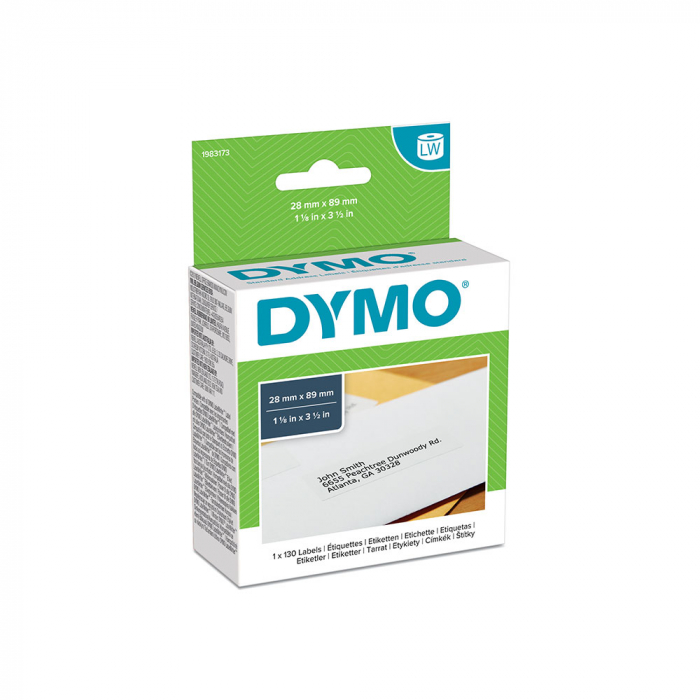 Etichete termice, DYMO LabelWriter, adrese, permanente, 28mmx89mm, hartie alba, 1 rola/cutie, 130 etichete/rola, 99010 S0722370 1983173-big