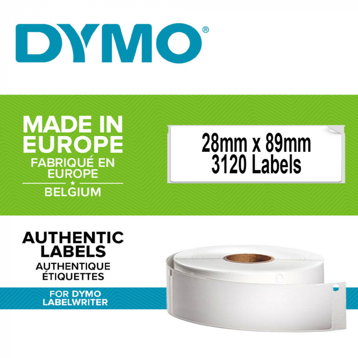 Etichete termice, DYMO LabelWriter, adrese, permanente, 28mmx89mm, hartie alba, 24 role/cutie, 130 etichete/rola, 99010 S0722370 2093091-big