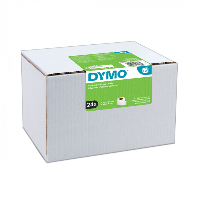 Etichete termice, DYMO LabelWriter, adrese, permanente, 28mmx89mm, hartie alba, 24 role/cutie, 130 etichete/rola, 99010 S0722370 2093091-big