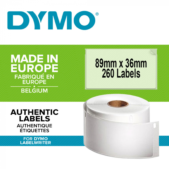 Etichete termice, DYMO LabelWriter, adrese mari, permanente, 89mmx36mm, plastic transparent, 1 rola/cutie, 260 etichete/rola, S0722410-big