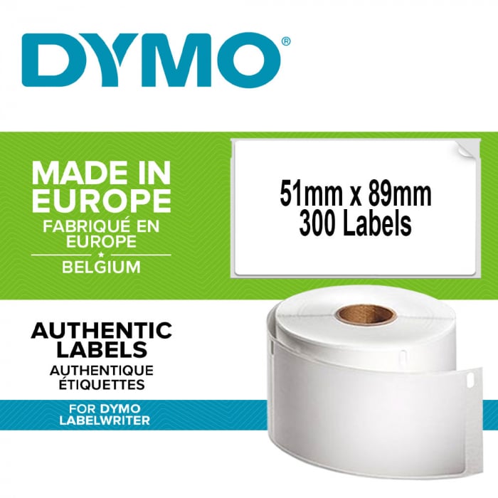 Etichete termice, DYMO LabelWriter, ecusoane/carduri medii, neadezive, 51mmx89mm, hartie alba, 1 rola/cutie, 300 etichete/rola, S0929100-big
