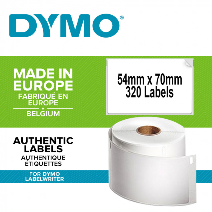 Etichete termice, DYMO LabelWriter, multifunctionale, permanente, 54mmx70mm, hartie alba, 1 rola/cutie, 320 etichete/rola, 99015 S0722440-big