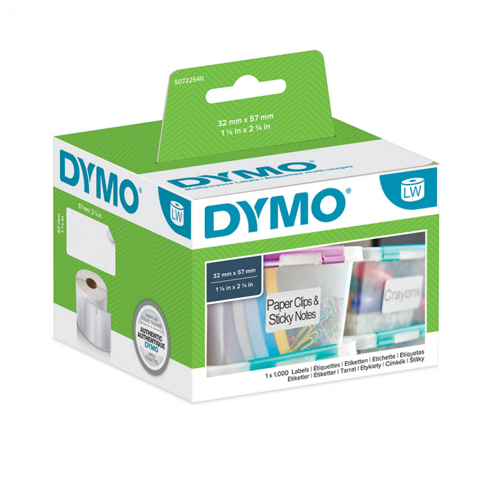 Etichete termice, DYMO LabelWriter, repozitionabile, 57mmx32mm, hartie alba, 11354 S0722540-big