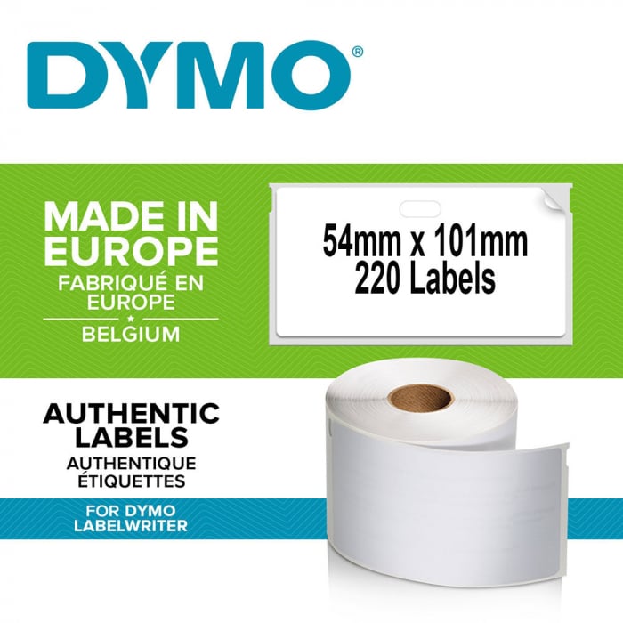 Etichete termice, DYMO LabelWriter, adrese voiaj, permanente, 54mmx101mm, hartie alba, 12 role/cutie, 220 etichete/rola, 99014 S0722420 2015540-big