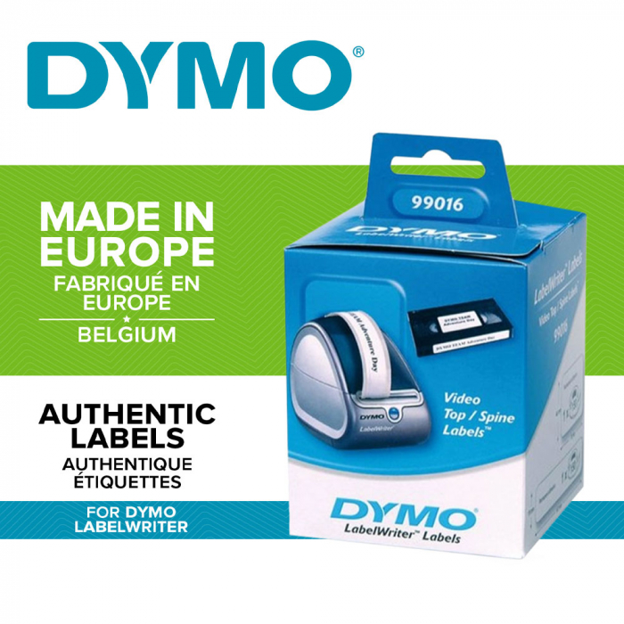 Etichete termice, DYMO LabelWriter, casete video, permanente, hartie alba, 2 role/cutie, 150 etichete/rola, 99016 S0722450-big
