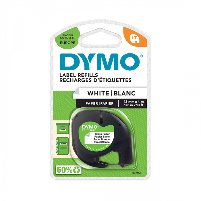 Set 5 Jar Labels paper DYMO LetraTag 12mm x 4m 91200 S0721510 [21]