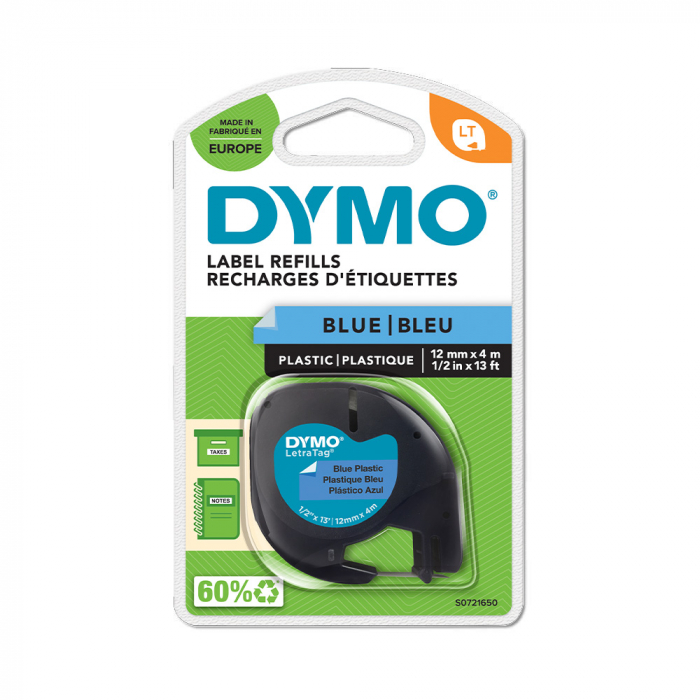 Original blue plastic labels 12mm x 4m  DYMO LetraTag  91205 S0721650 [9]