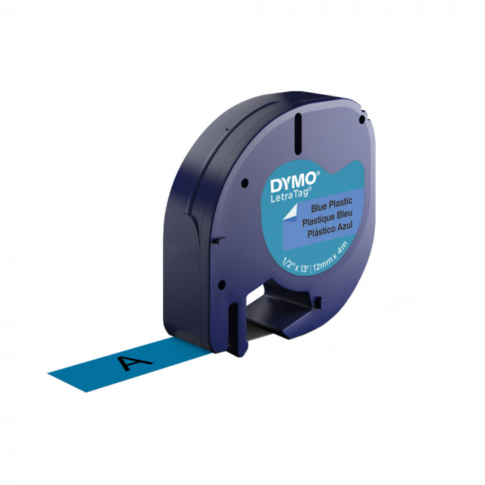 Etichete plastic autocolante DYMO LetraTag, 12mmx4m, albastre, 91205, S0721650-big