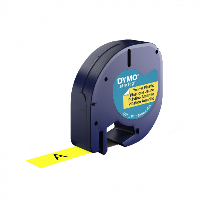 DYMO LetraTag 10 Yellow Plastic Labels 12 mm S0721620 [10]
