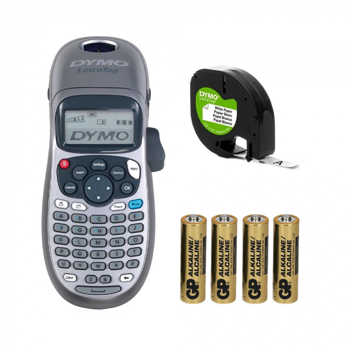Dymo LetraTag LT-100H, ABC keyboard, included 4 x AA 1 tape Letratag labels white paper 2174577 [1]