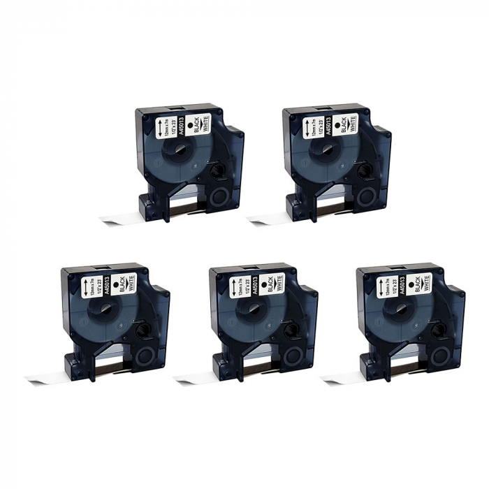 Set 5 x Banda etichete universala 12mm x 7m, negru/alb S0720530 45013-big