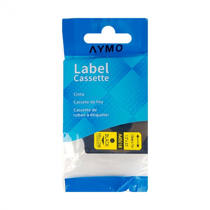 Etichete LabelManager compatibile Dymo 45018, 12mm x 7m, negru/galben, S0720580-big