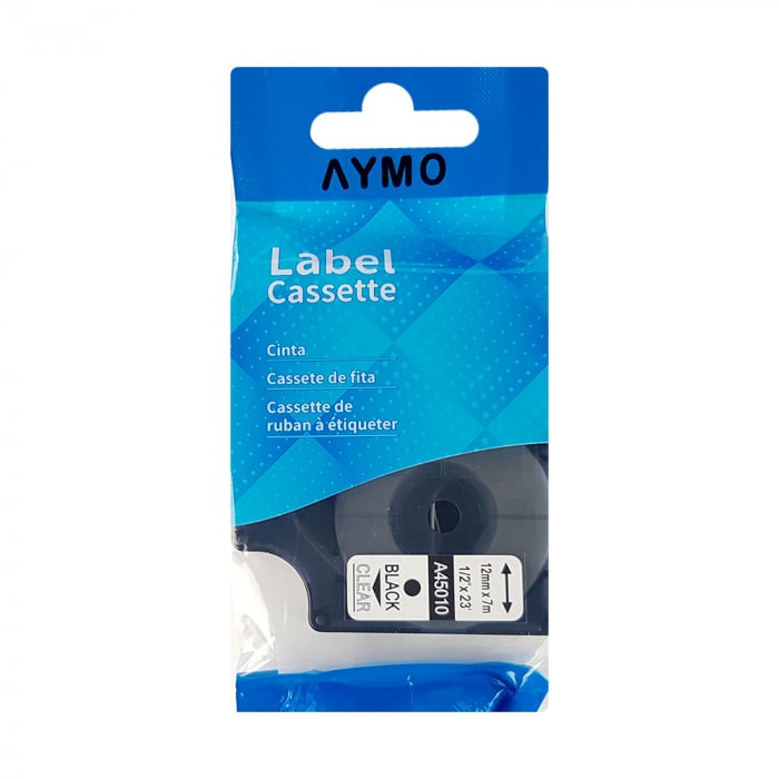 Label maker universal tape 12mm x 7m, Black/Clear S0720500 45010-big