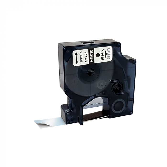 Set 20 Etichete 12mm x 7m negru/transparent compatibile Dymo S0720500 45010, pentru gama Dymo Labelamanger si Aimo D1600 [7]