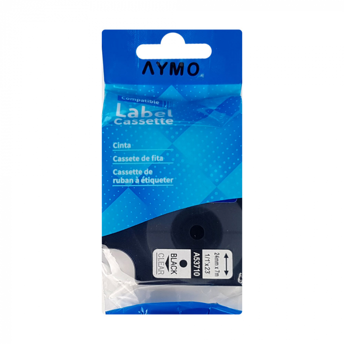 Banda aparat etichetat 9mm x 7m, negru/transparent S0720760 40910-big