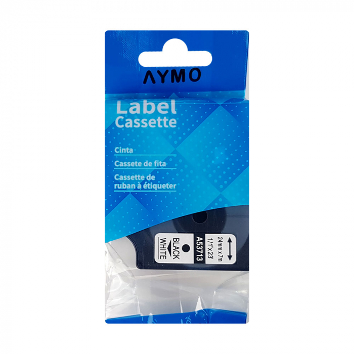 Etichete 24mm x 7m negru/alb compatibile Dymo S0720930 53713, pentru gama Dymo Labelamanger  [5]