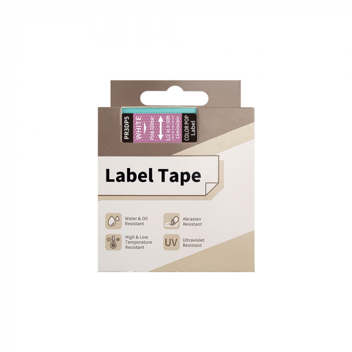 AIMO glitter labels color pop 12mm x 3m, white/pink, AIMO D1600, PR3DP5 [2]