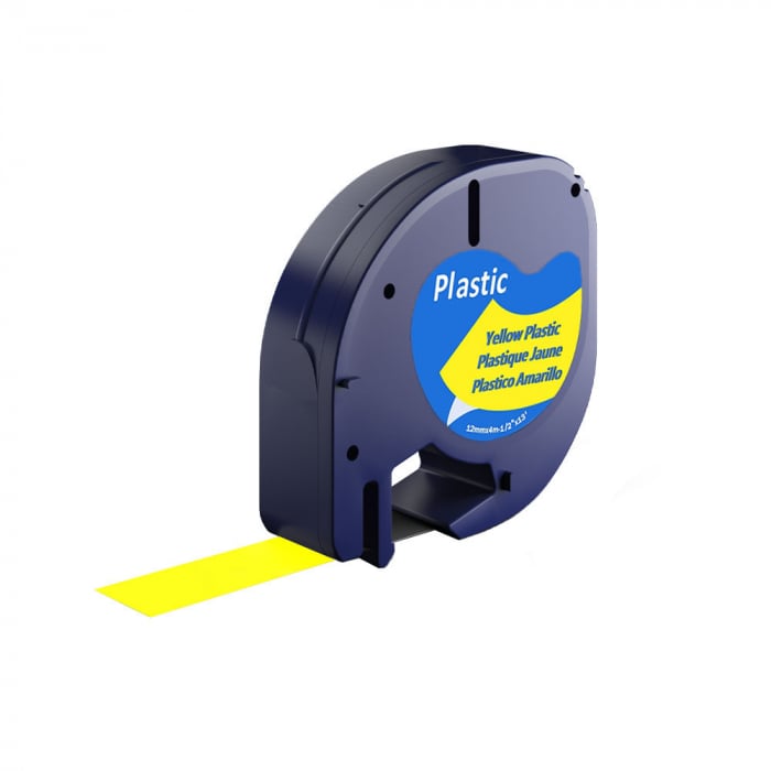 Set 5 Etichete plastic galben 12mm x 4m compatibile Dymo Letratag 91200  S0721510, functioneaza si cu Imprimanta AIMO P12 [6]