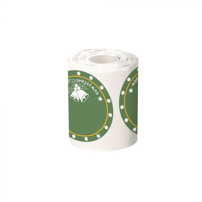 Green plastic round labels Christmas bells Ø 50 mm for the printer AIMO Phomemo M110 M200 M220 140HF [2]