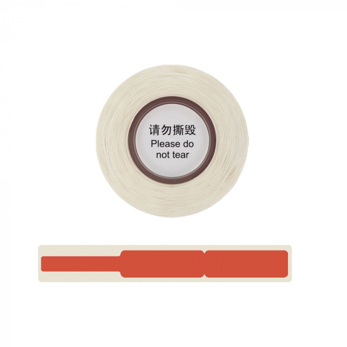 Etichete stegulet D30S 12.5 x 74mm + 35mm, etichete cabluri, rosii, hartie termica ecologica, 65 etichete/rola-big