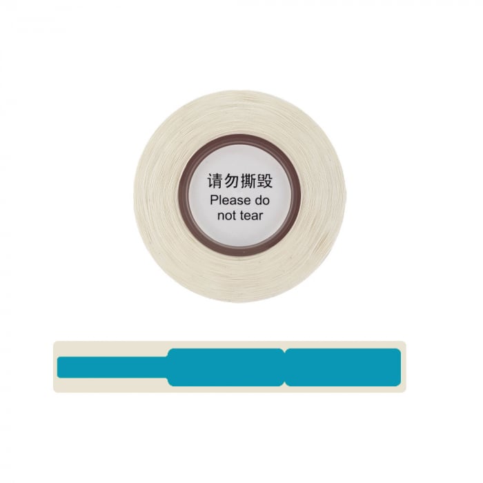 Etichete stegulet D30S 12.5 x 74mm + 35mm, etichete cabluri, albastre, hartie termica ecologica, 65 etichete/rola-big