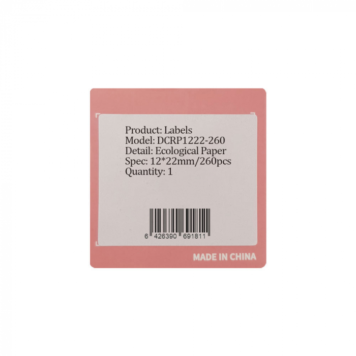 Narrow adhesive thermal labels D30S 12 x 22mm, ecological thermal paper, 260 labels/roll [6]
