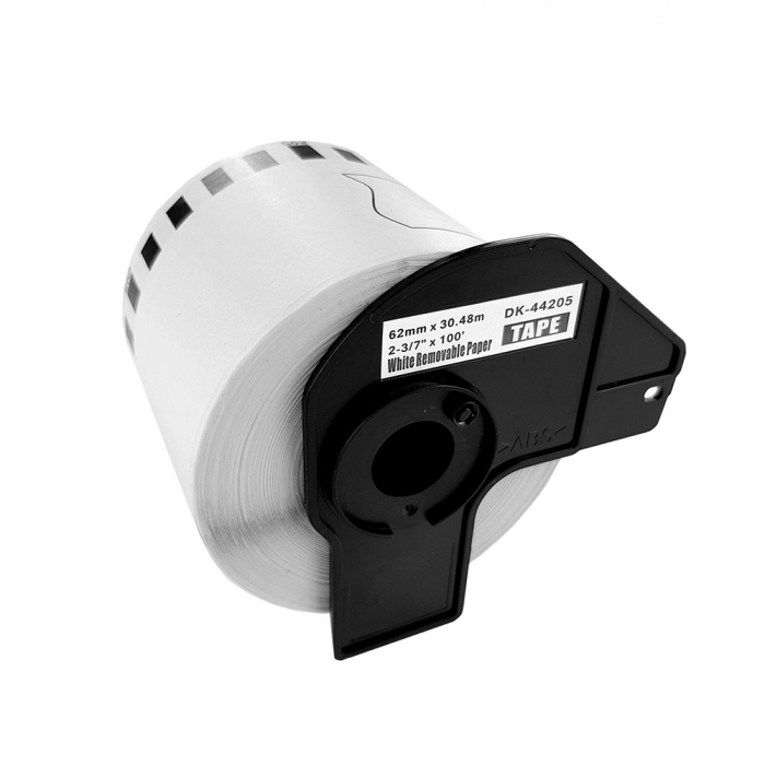 Etichete repozitionabile modul continuu DK-44205 albe 62mmx30.48m suport plastic inclus compatibile Brother DK-44205 DK44205 [4]