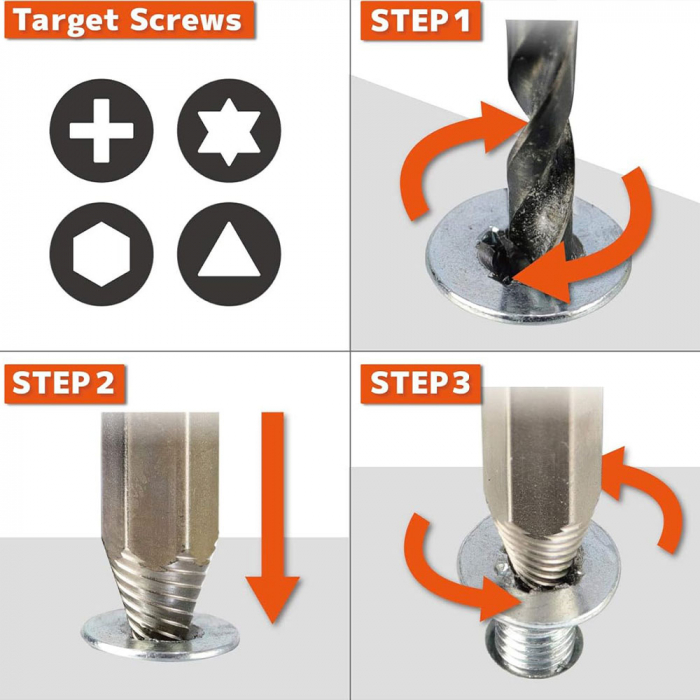 4 in 1 Screw Extractor Set 4 in 1 Used Head Screws ENGINEER DBZ-20, Made in Japan [4]