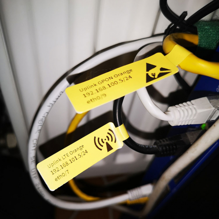 F-label tags for cables 25 x 30mm + 40mm yellow, polypropilene, for printers M110/M200, 100 pcs/roll-big