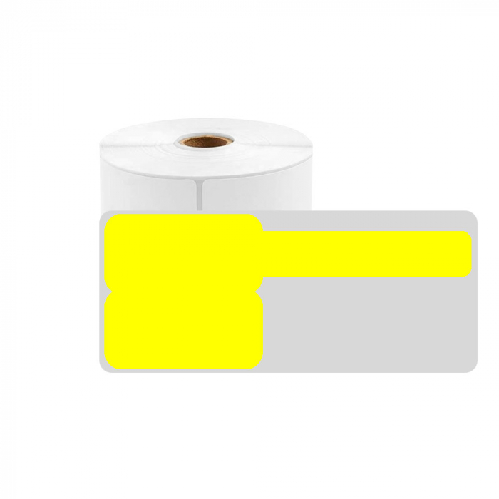 F-label tags for cables 25 x 38mm + 40mm yellow, polypropilene, for printers M110/M200, 100 pcs/roll-big