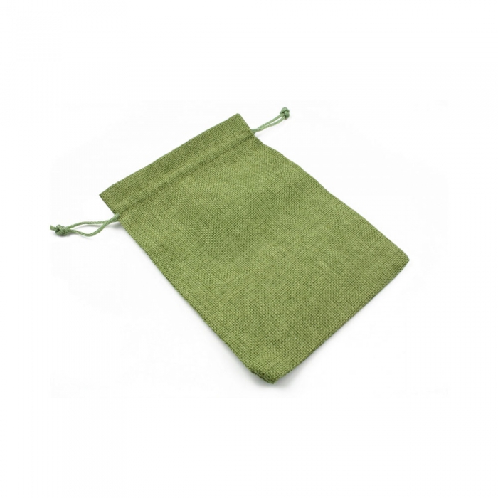 Saculet textil pentru cadouri cu snur, verde, 12.5 x 18 cm-big
