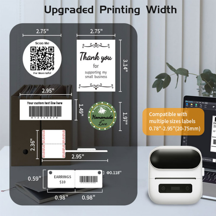 Thermal printer Aimo M220, large format labels, Bluetooth, Li-Ion battery 2200 mAh [12]