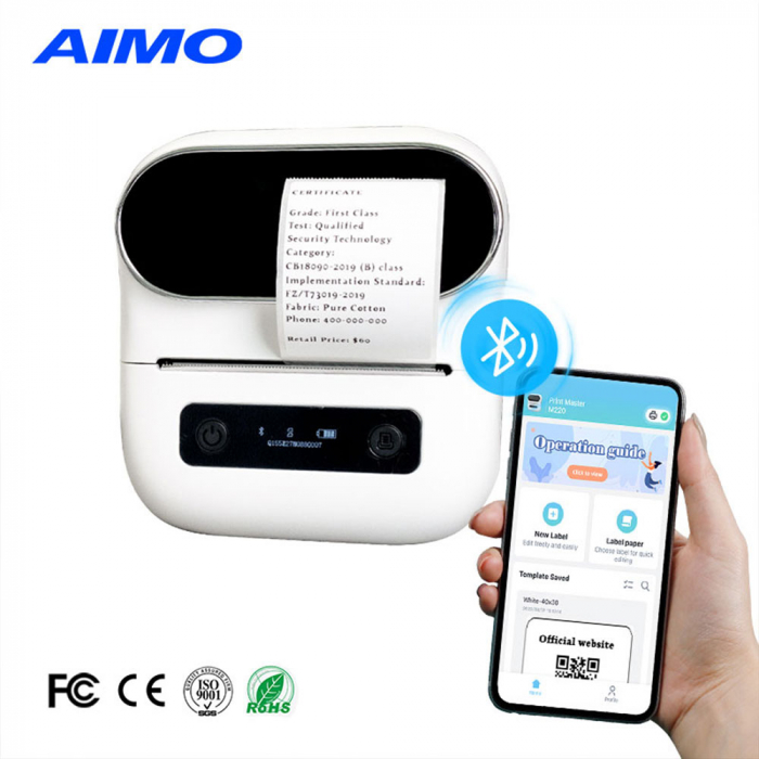 Thermal printer Aimo M220, large format labels, Bluetooth, Li-Ion battery 2200 mAh [13]