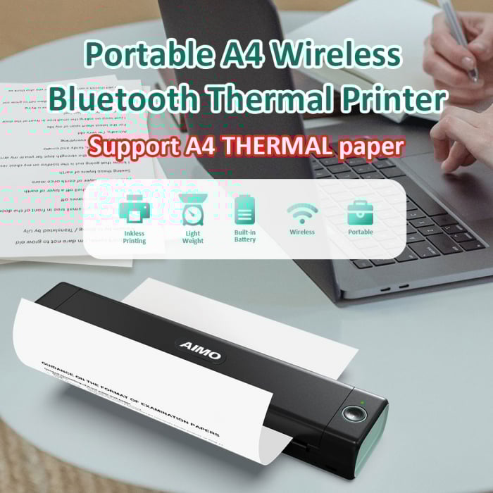 Imprimanta termica portabila A4 AIMO M08F, transfer termic direct, Printare sabloane tatuaj, conectare Bluetooth sau Type C, acumulator Li-Ion 1200 mAh, compatibila IOS, Android, MAC sau Windows [5]