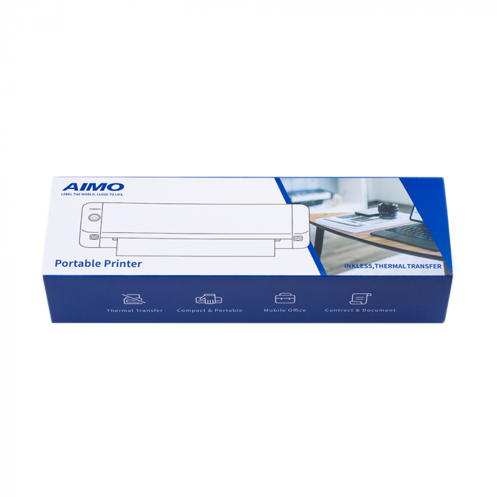 AIMO P832 full A4 portable thermal printer, 300 dpi, Bluetooth or Type C connection, Li-Ion 2000 mAh battery, compatible with IOS, Android, MAC or Windows [14]
