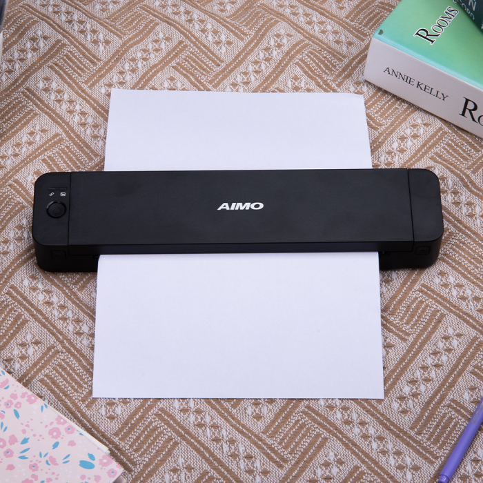 AIMO P832 full A4 portable thermal printer, 300 dpi, Bluetooth or Type C connection, Li-Ion 2000 mAh battery, compatible with IOS, Android, MAC or Windows [9]