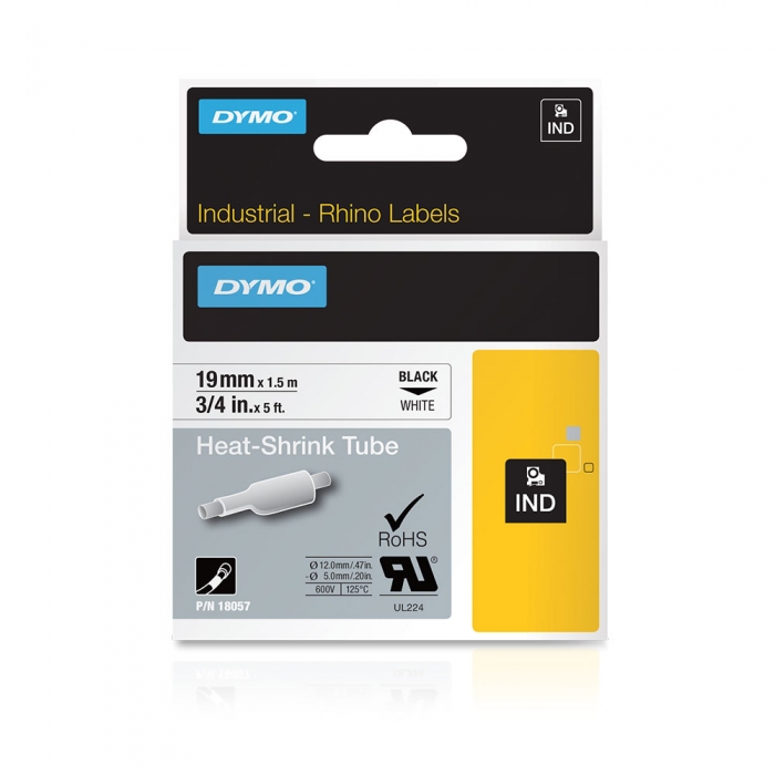 Heat shrink tube labels DYMO DYMO ID1 19mm x 1.5m Black/white 18057 S0718330 DY18057 [6]
