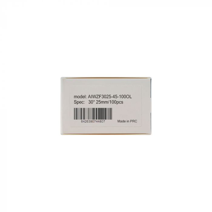 Jewelry thermal labels 30 x 25mm + 45mm preprinted olive branch design, white plastic, for printer M110/M200, 100 pcs/roll-big