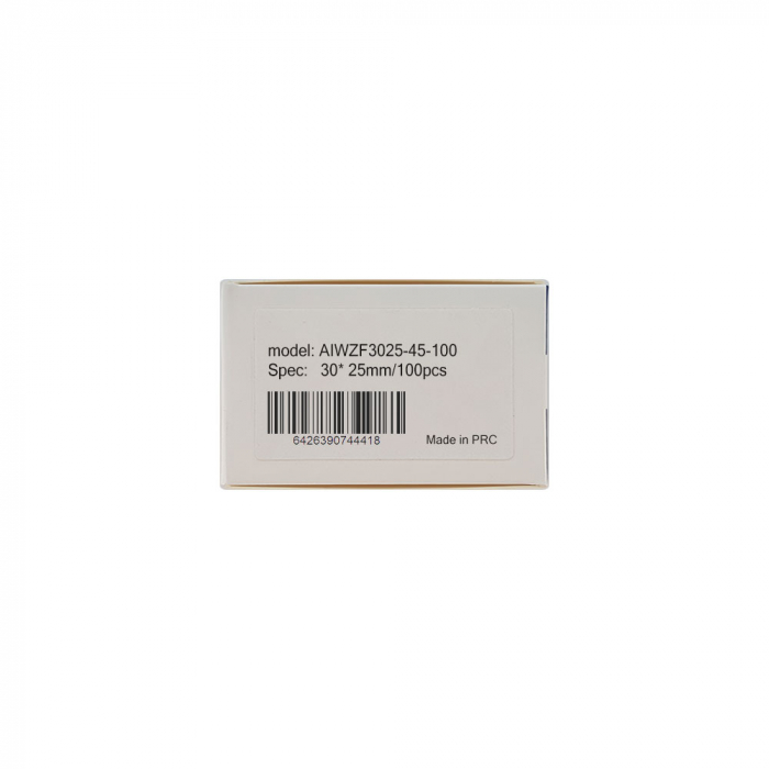 Etichete termice bijuterii 30 x 25mm + 45mm suport plastic alb, pentru imprimanta M110/M200, 100 buc/rola-big