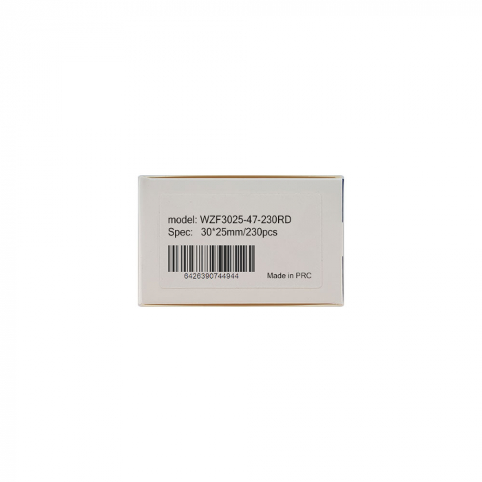 Jewelry thermal labels 30 x 25mm + 47mm preprinted red edges, white polypropilene, only for AYMO M200 printer, 230 pcs/roll-big