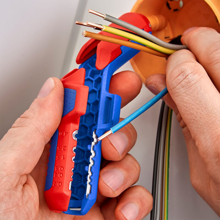 KNIPEX 16 95 03SB Ergonomic universal stripper, photovoltaic panel installations, including cutting insulation length [3]