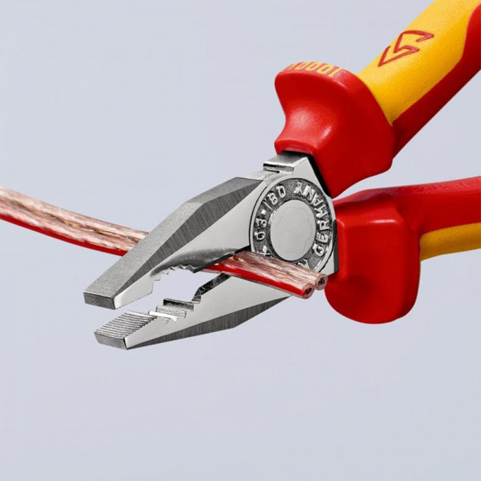 Patent combinat cu manere izolate VDE 1000 V, cromat, KNIPEX 03 06 180, 180 mm [2]