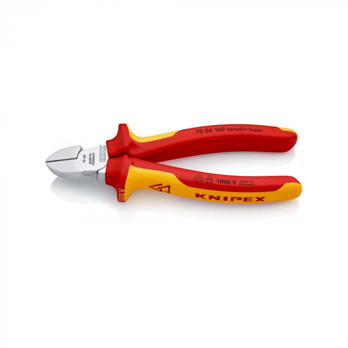 KNIPEX 70 06 160 Diagonal cutter pliers VDE, elongated blades, 160 mm-big